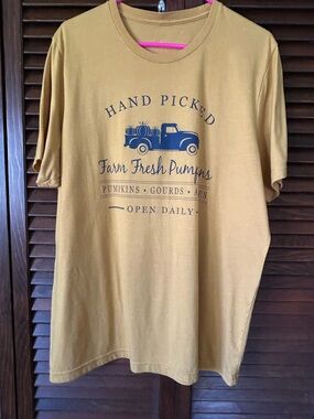 Hand Picked Farm Fresh Pumpkins Graphic Tee - Mustard